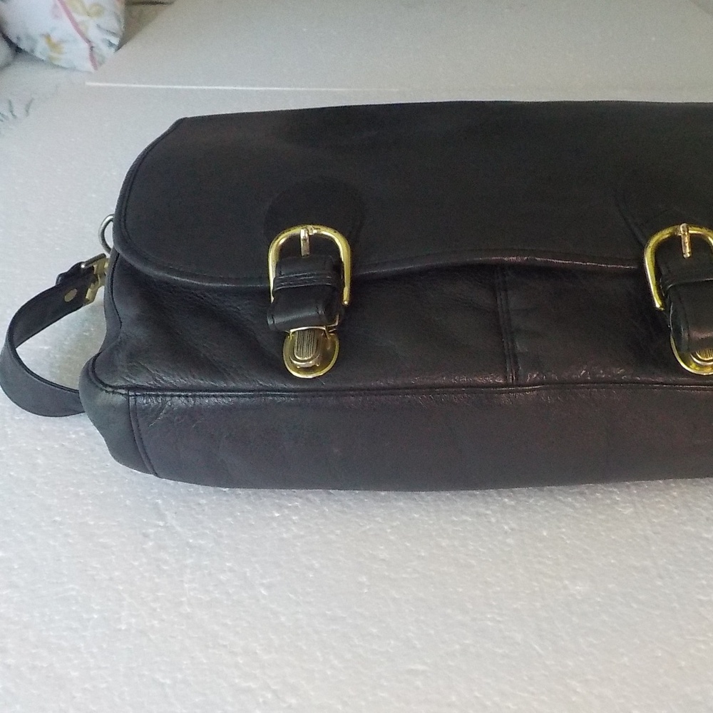 Black Leather Laptop/Biker/Tablet Tote - Picture 3 of 15